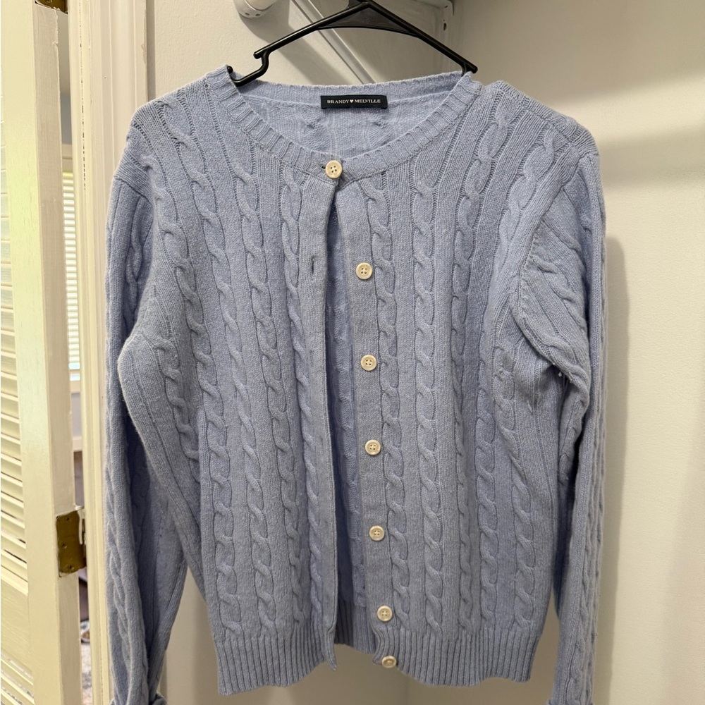 Blue Brandy Melville Cable Knit Cardigan